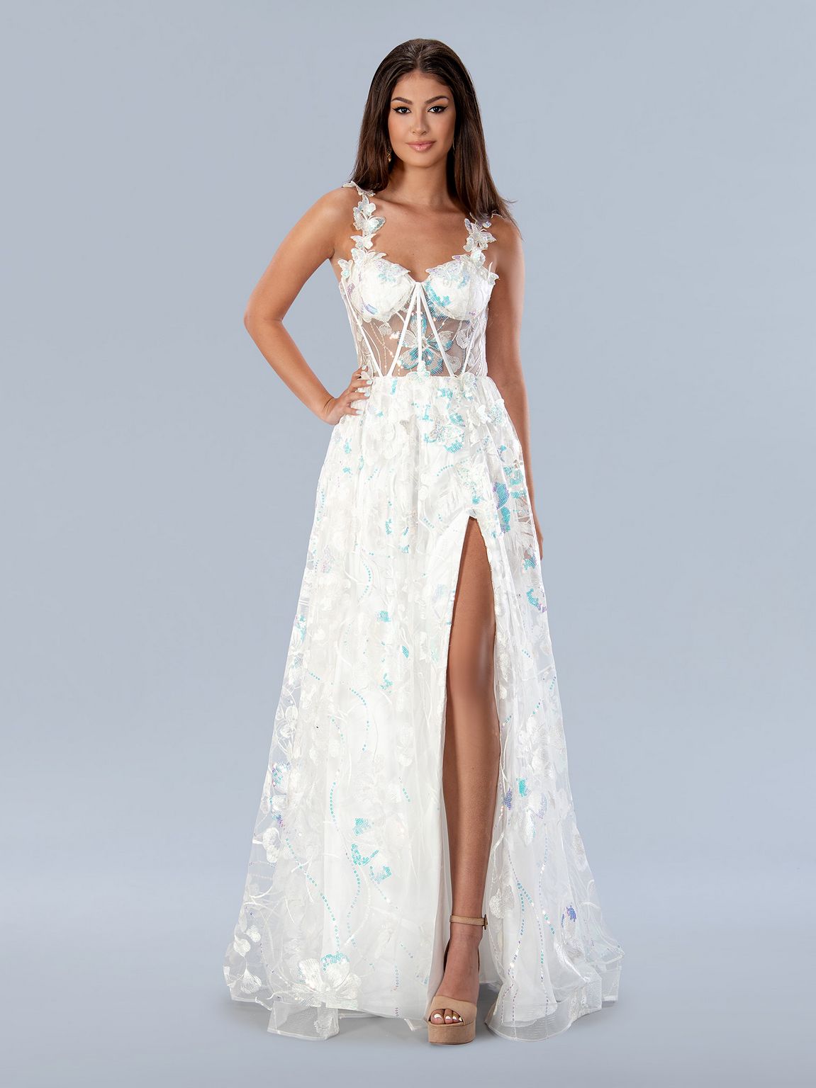Blue Stella Couture 24187 Long Formal Floral Sequin Prom Dress for $439