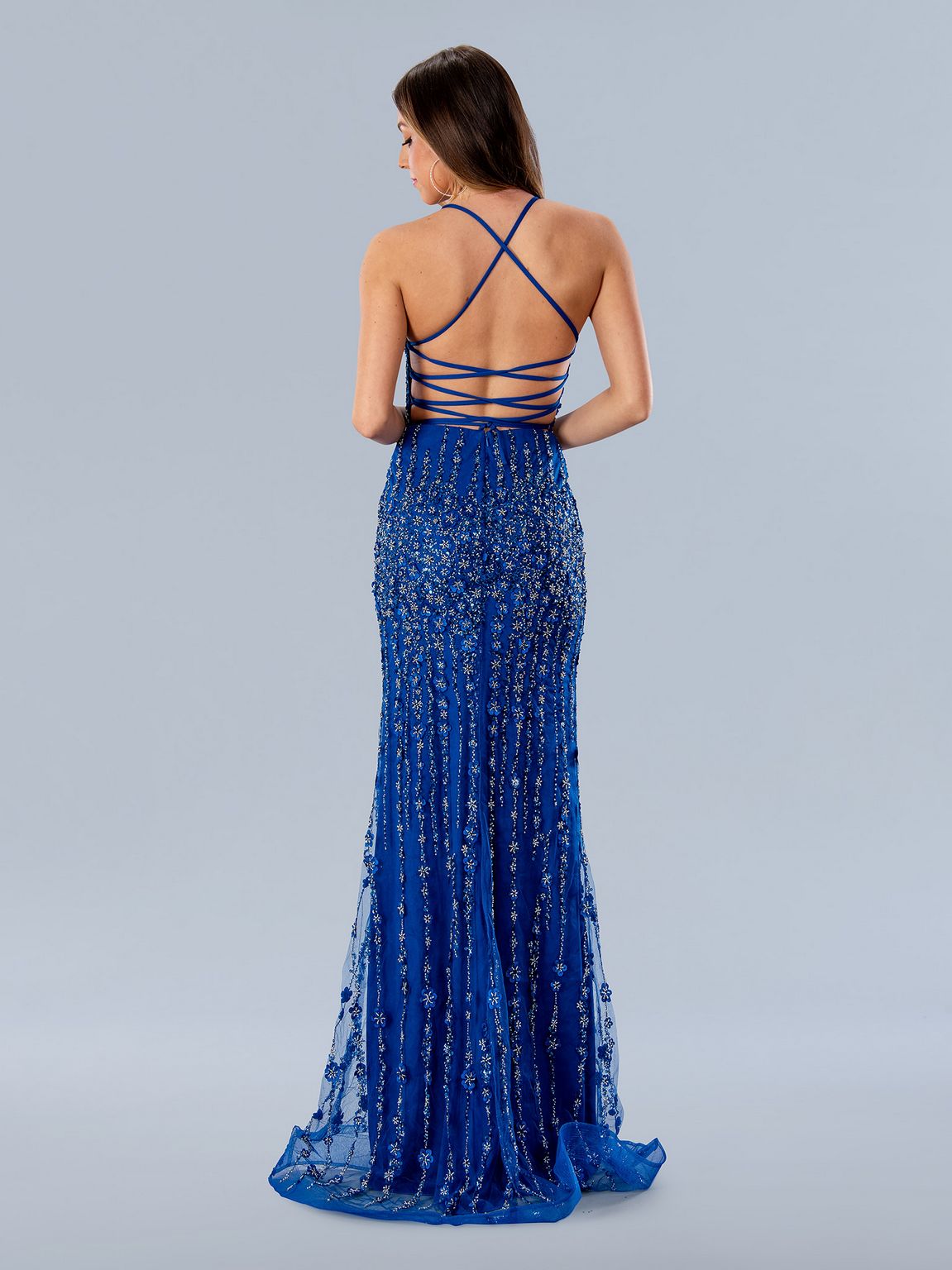 Stella Couture 24194 Long Formal Feather Prom Sequin Dress