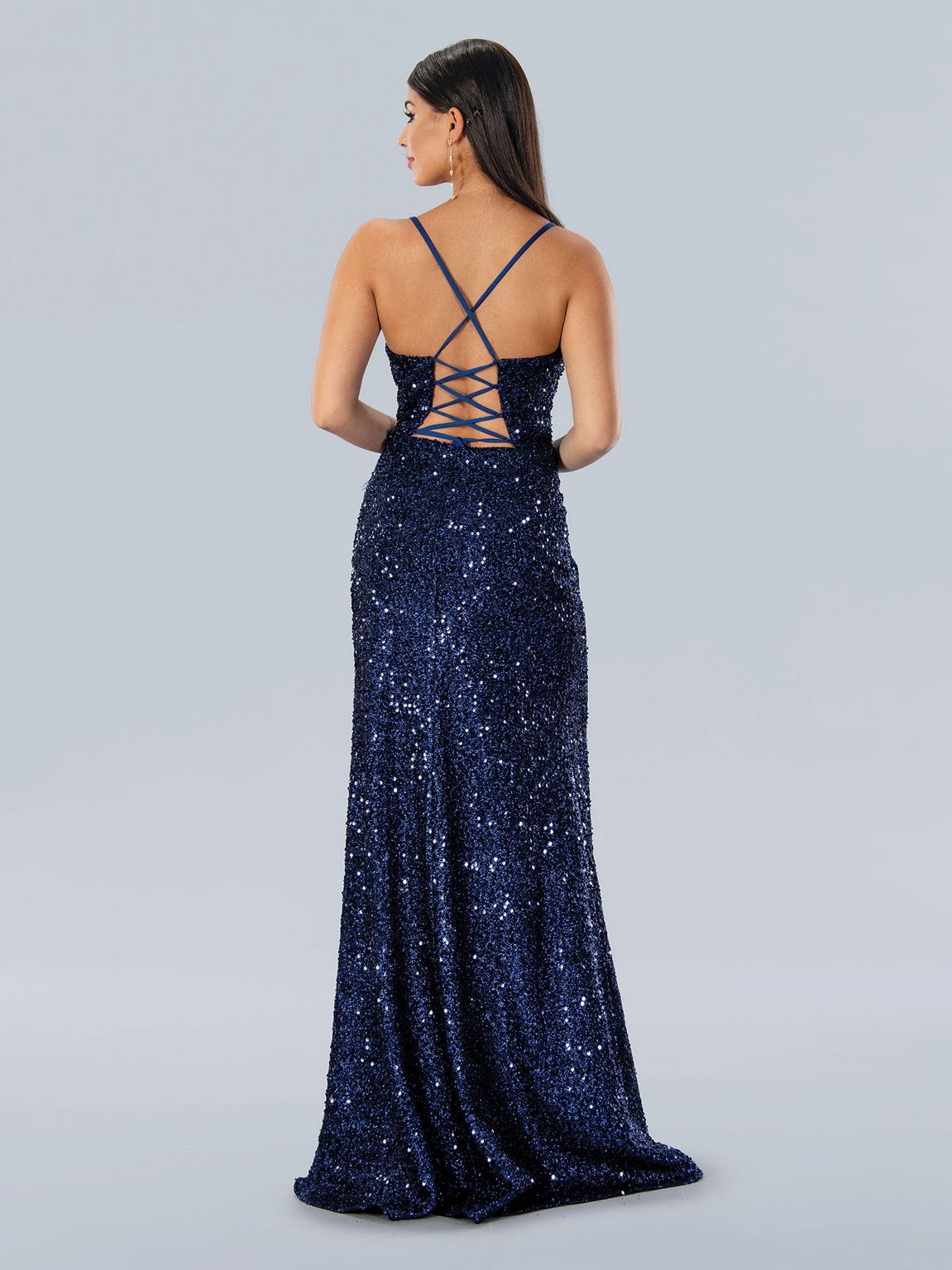 Stella Couture 24194 Long Formal Feather Prom Sequin Dress