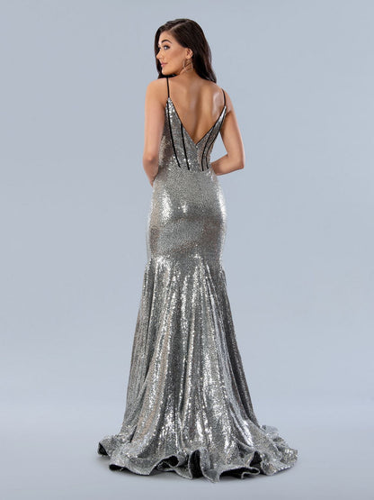 Prom Dresses Long Formal Sequin Prom Dress Silver