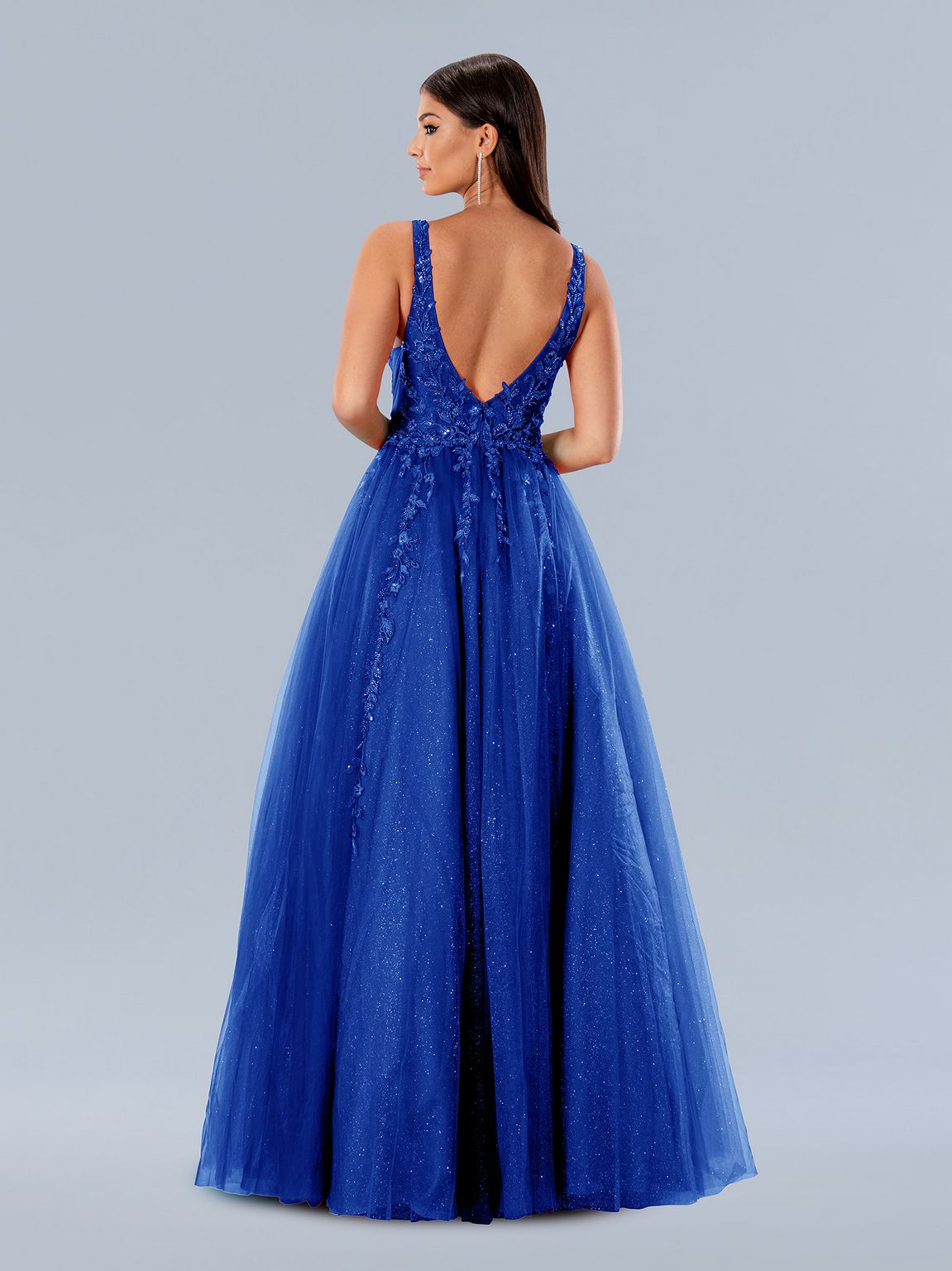 Prom Dresses Glitter Formal Long Applique Prom Dress Royal