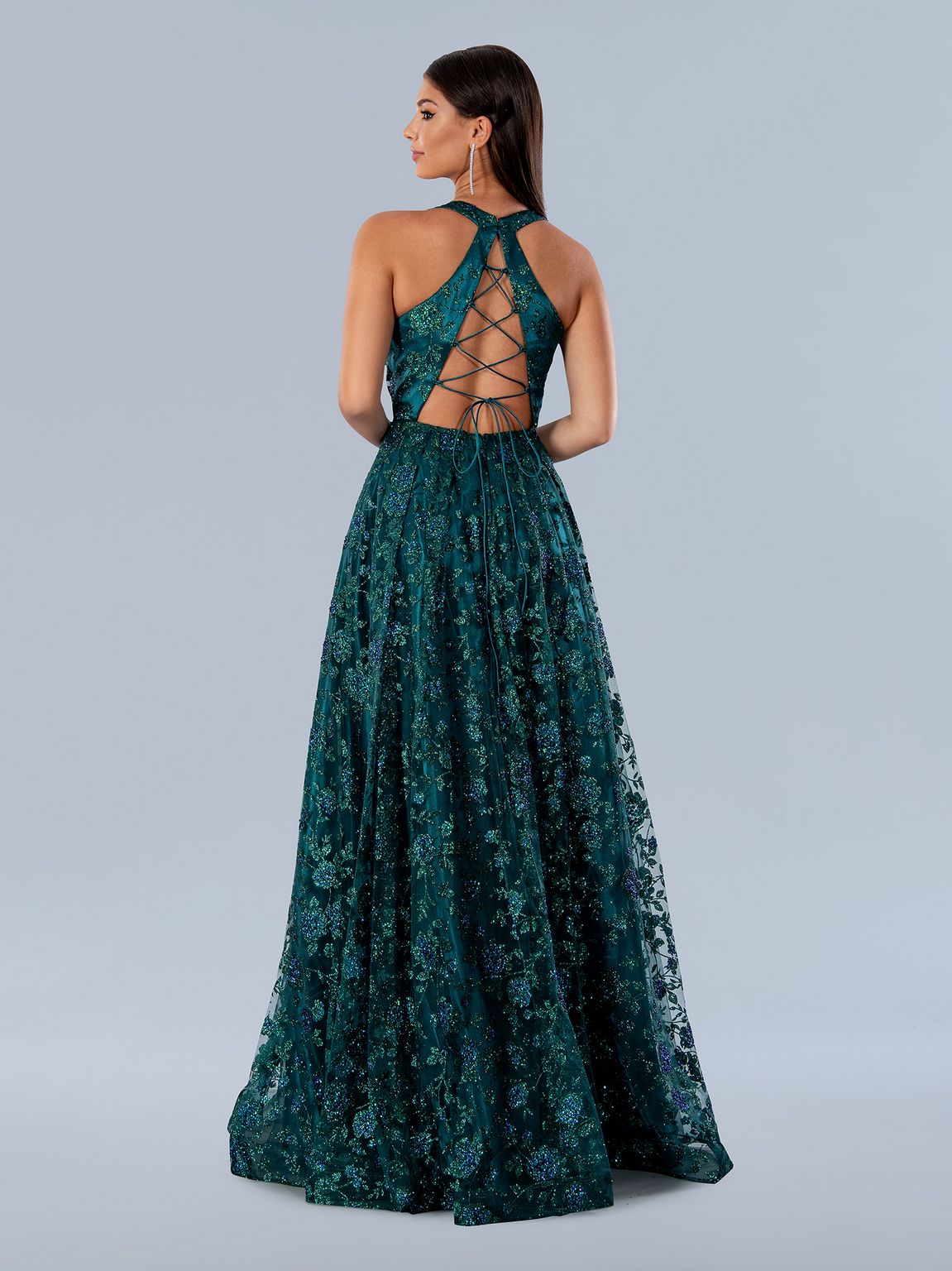 Prom Dresses Floral Sequin Long Formal Prom Dress Green