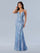 Prom Dresses Geometric Sequin Long Formal Prom Dress Blue