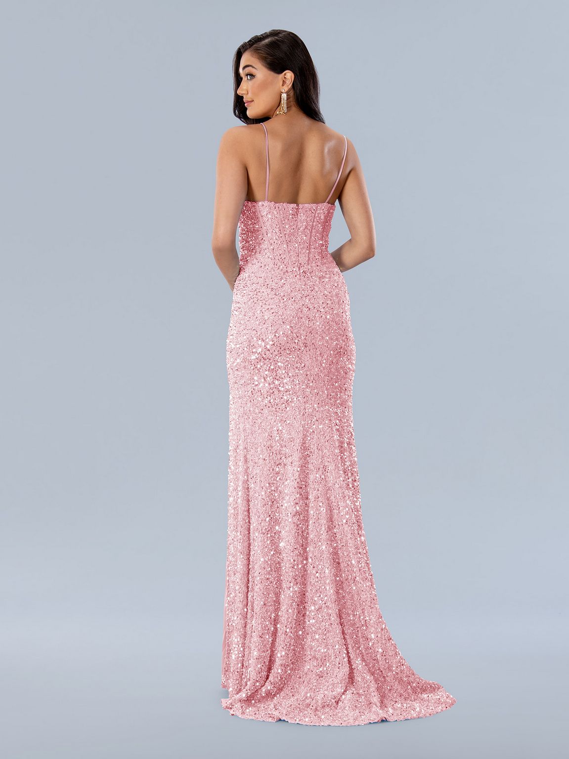 Prom Dresses Fitted Sequin Prom Long Formal Dress Pink