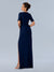 Mother of the Bride Dresses Long Formal Wrapped Mother of the Bride Dress Navy