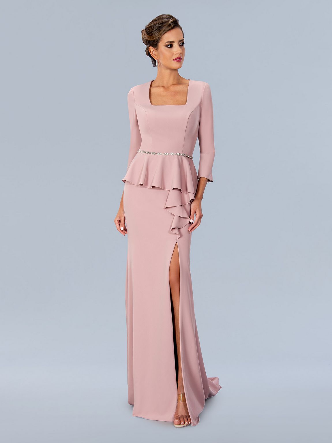 Navy Stella Couture 24318 Long Formal Peplum Mother of the Bride Dress
