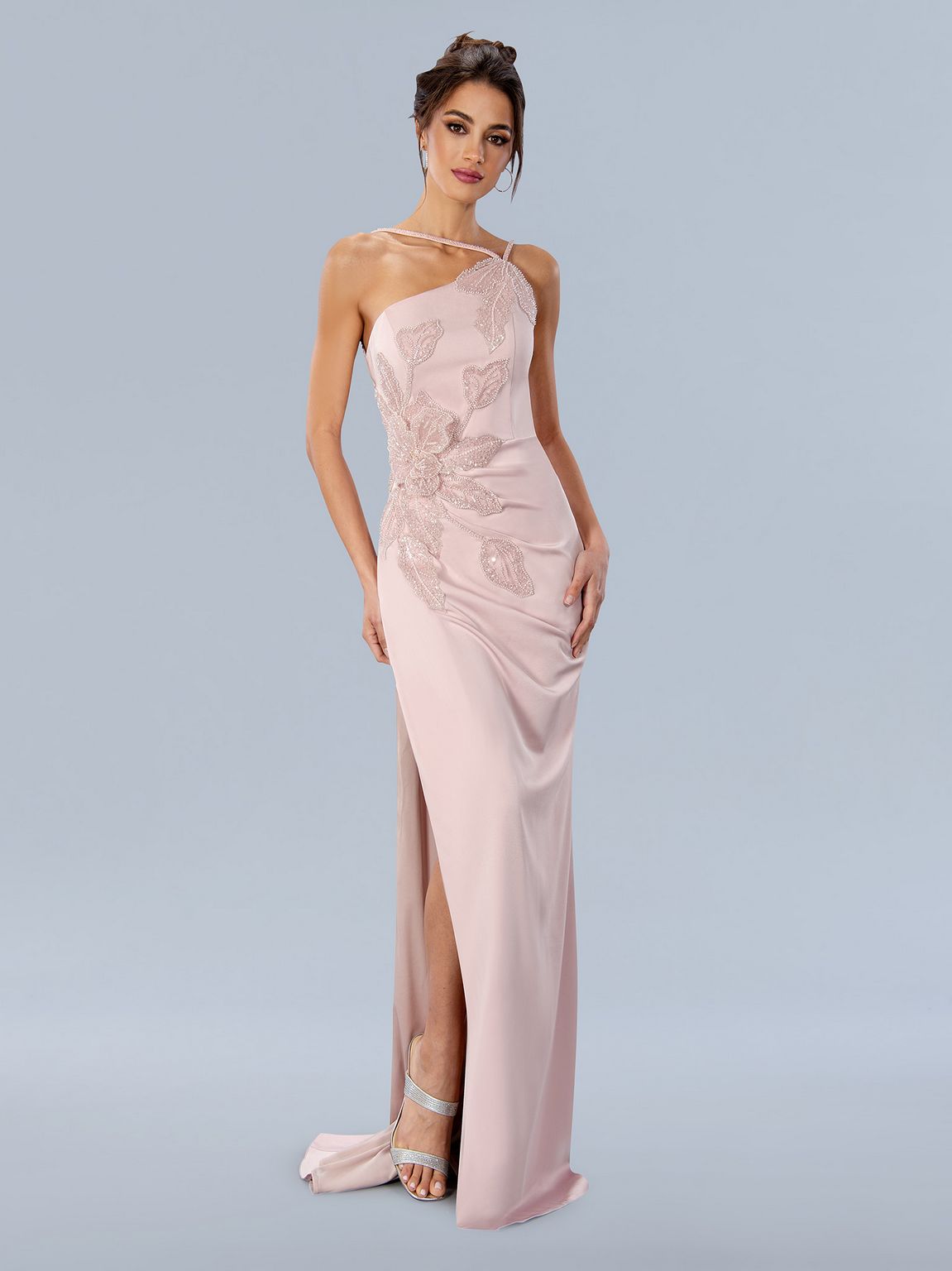 Formal Dresses Long Formal 3D Flower Prom Dress Dusty Pink