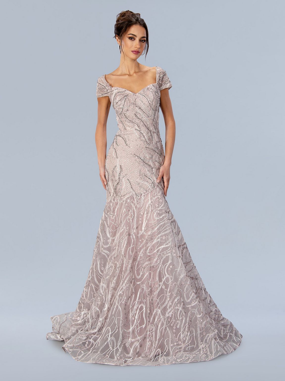 Mother of the Bride Dresses Long Formal Embellished Mother of the Bride Dress Blush