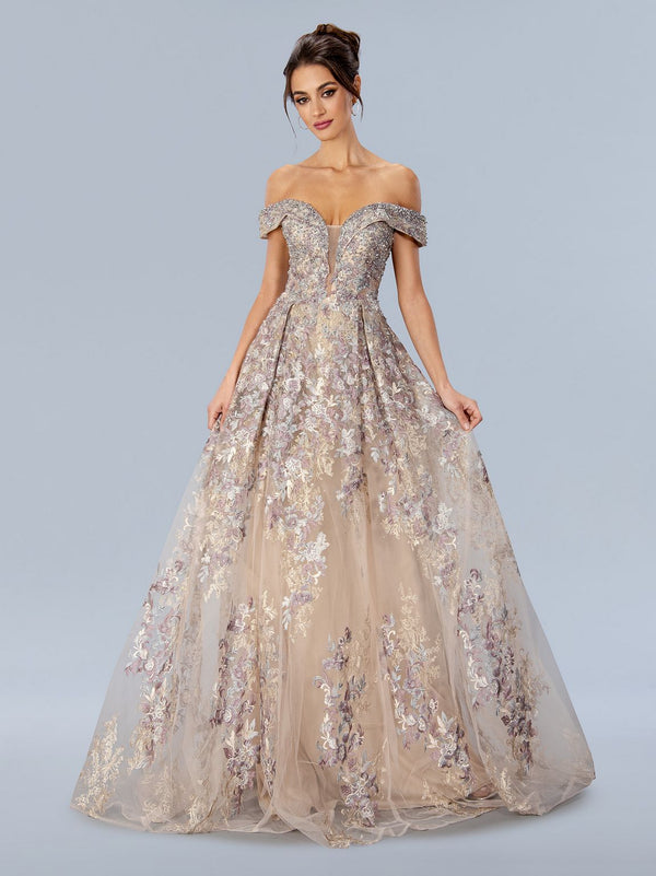 Stella Couture 24327 Long Formal Floral Prom Dress