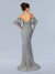 Formal Dresses Long Formal Detachable Sleeve Prom Dress Silver