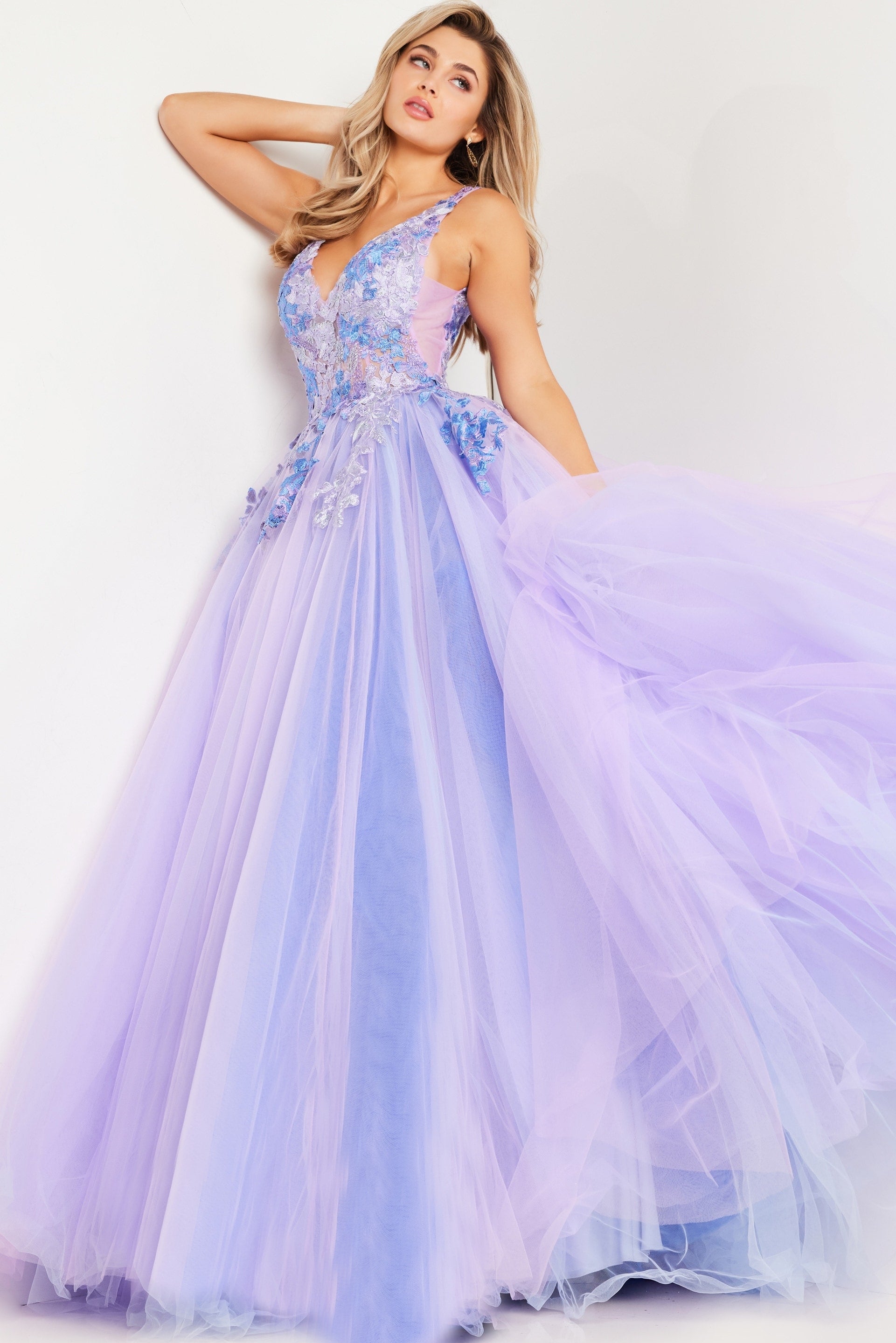 Jovani 24602 Sleeveless Floral Embroidered Prom Dress