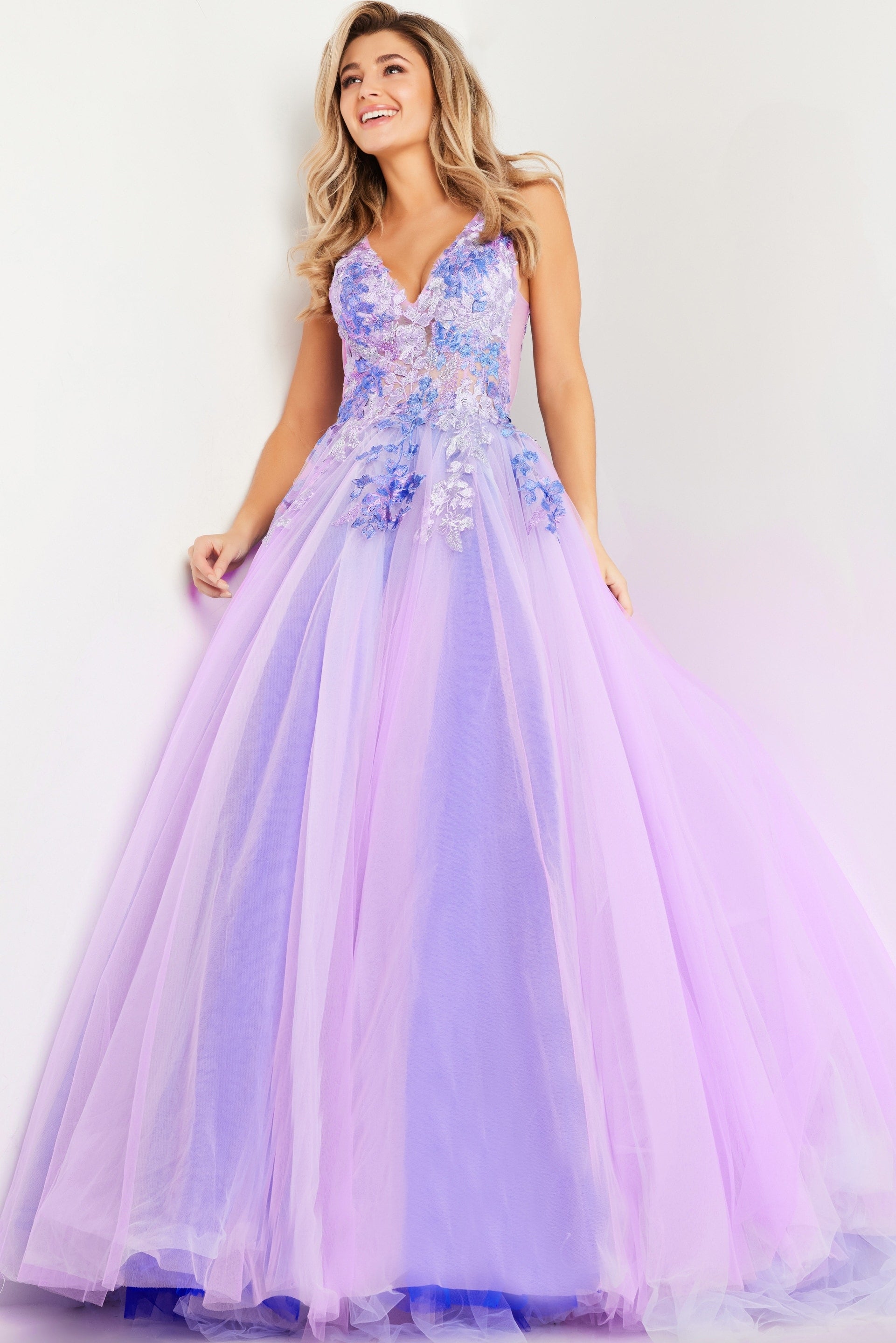 Jovani 24602 Sleeveless Floral Embroidered Prom Dress