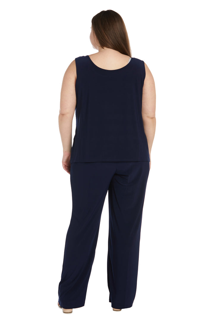 Pant Suit Plus Size Sequin Jacket Pant Set  Navy