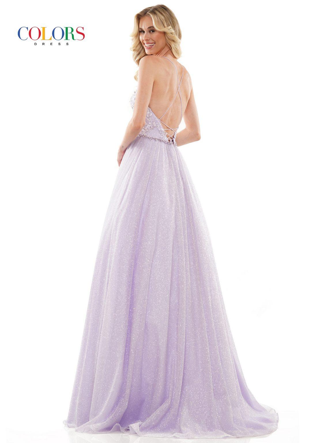 Colors 2480 Colors Long Formal Glitter Mesh Prom Dress