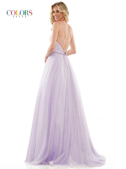 Colors 2480 Colors Long Formal Glitter Mesh Prom Dress