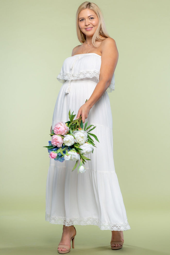 Cocktail Dresses Long Semi Formal Crochet Maxi Dress Ecru Ivory