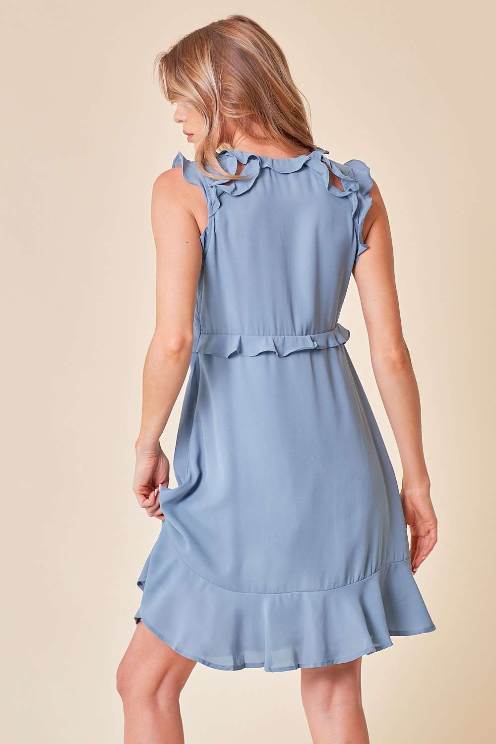 Cocktail Dresses Short Sleeveless Fit and Flare Dress Ash Blue