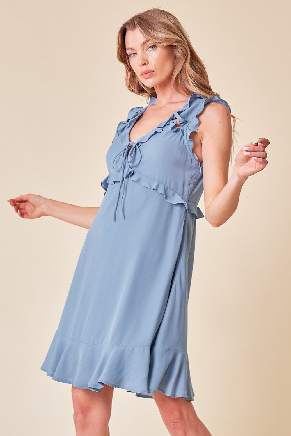Cocktail Dresses Short Sleeveless Fit and Flare Dress Ash Blue