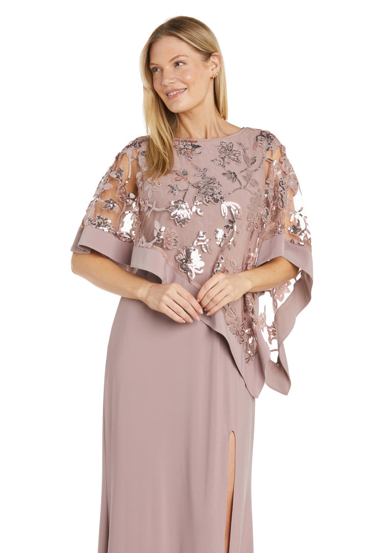 R&M Richards 2551 Long Sequin Mother of the Bride Poncho Dress