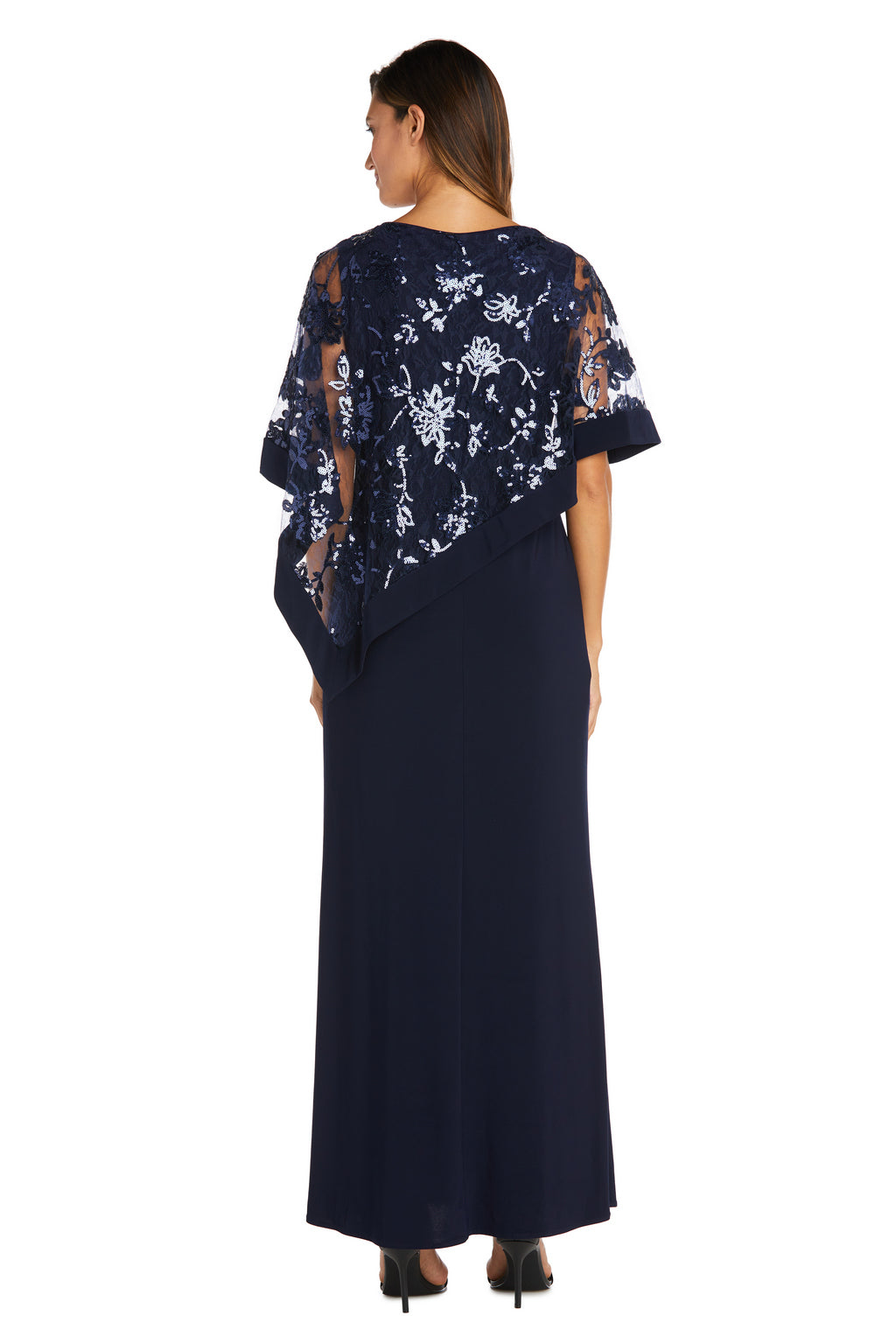 R&M Richards 2551 Long Sequin Mother of the Bride Poncho Dress