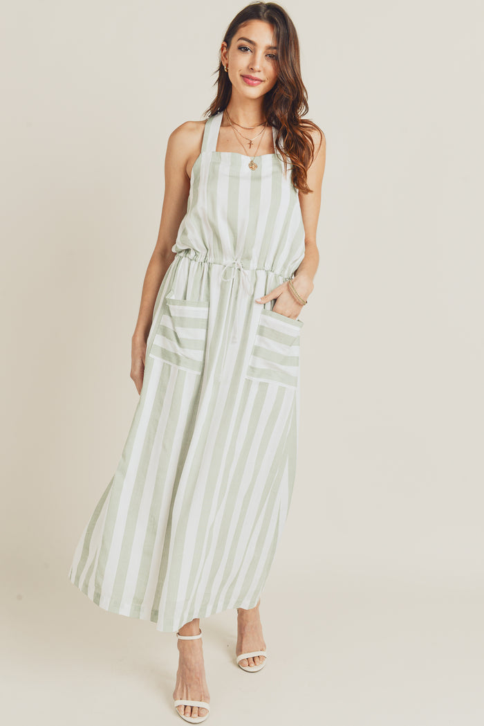 Cocktail Dresses Sleeveless Drawstring Waist Easy Dress White Sage