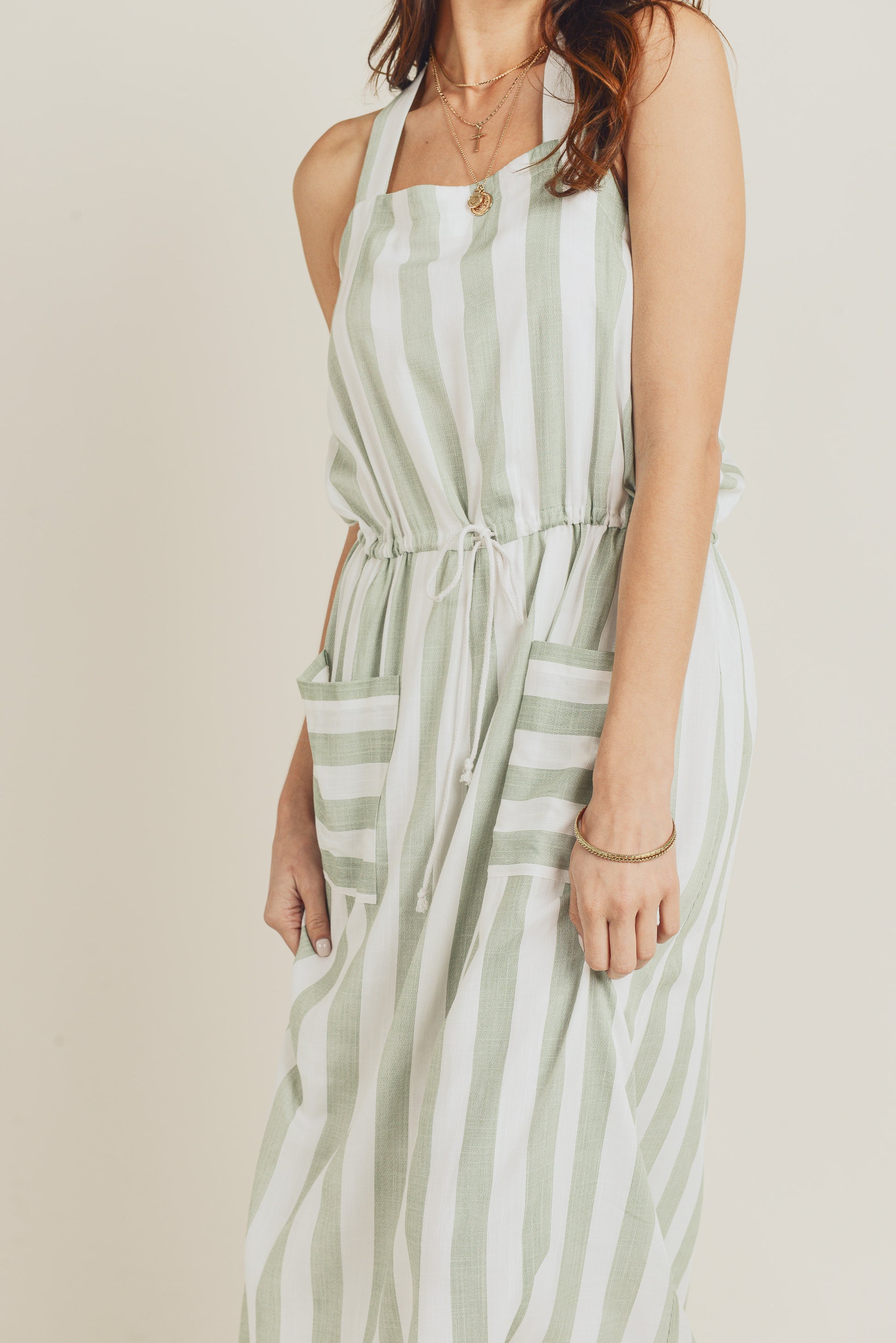 Sleeveless Drawstring Waist Easy Dress