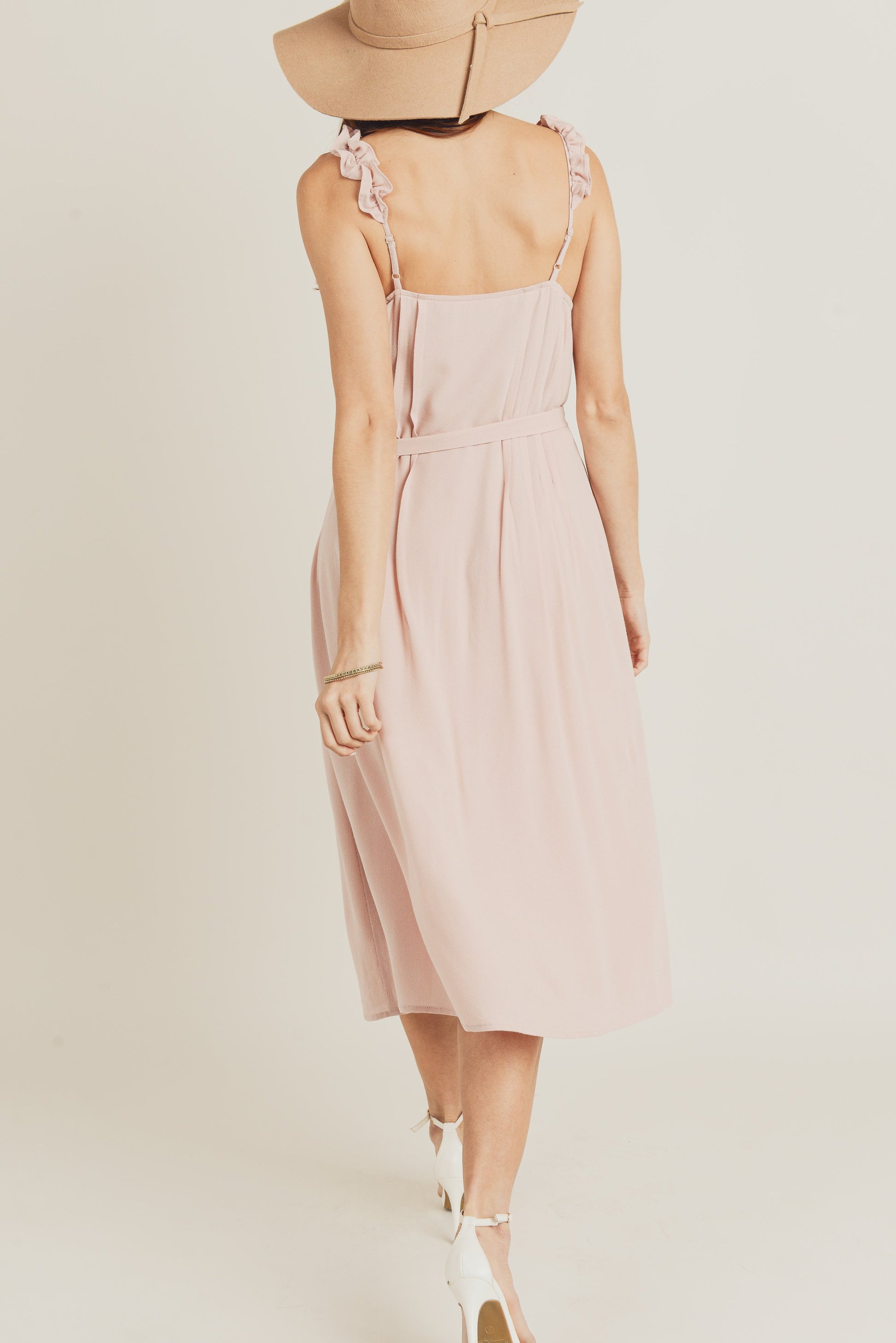 Sleeveless Ruffle Strap Midi Dress