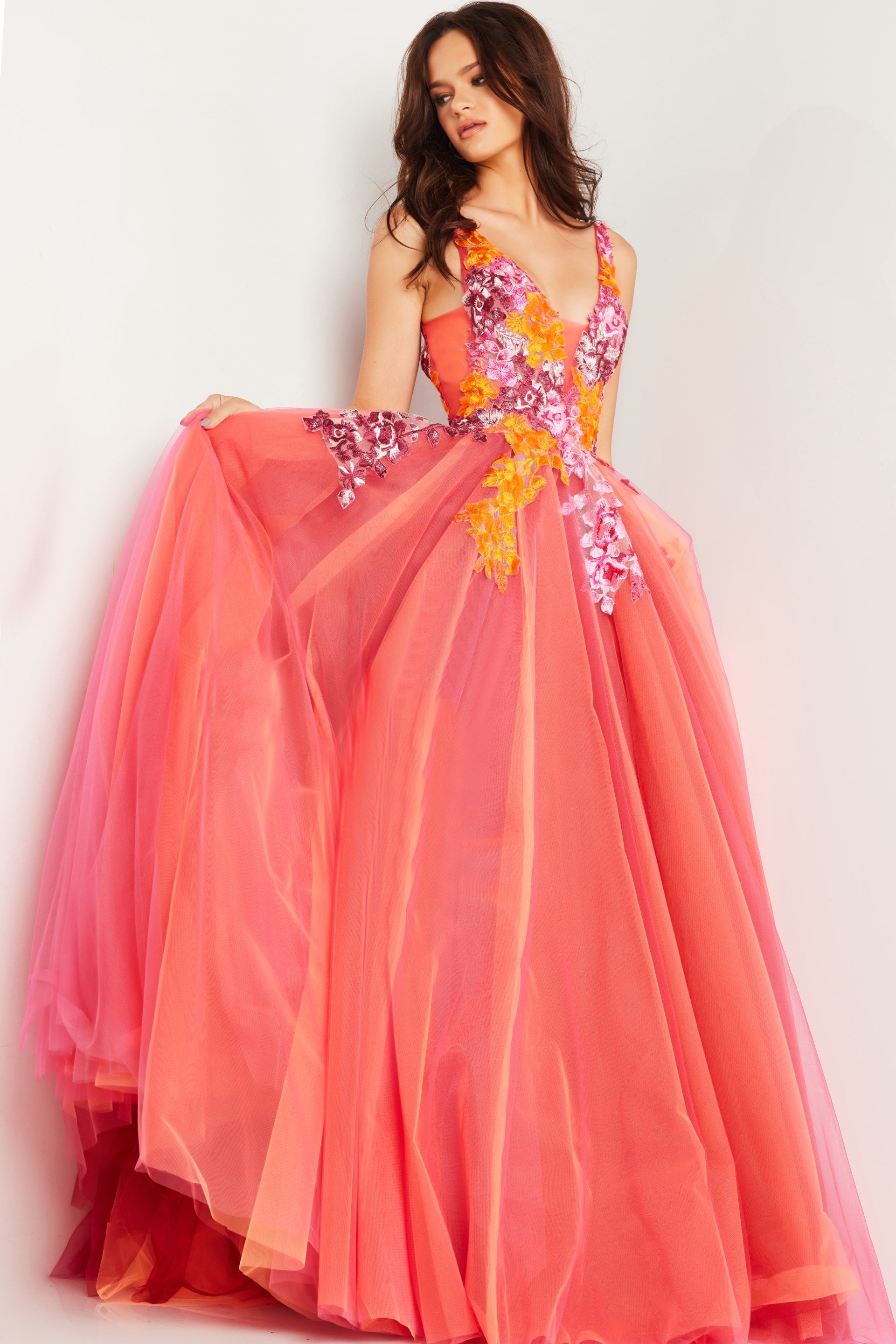 Jovani 25800 Strapless Floral Embroidered Prom Dress