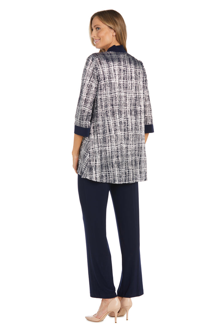 R&M Richards 2587 Metallic Printed Pant Suit Jacket Set