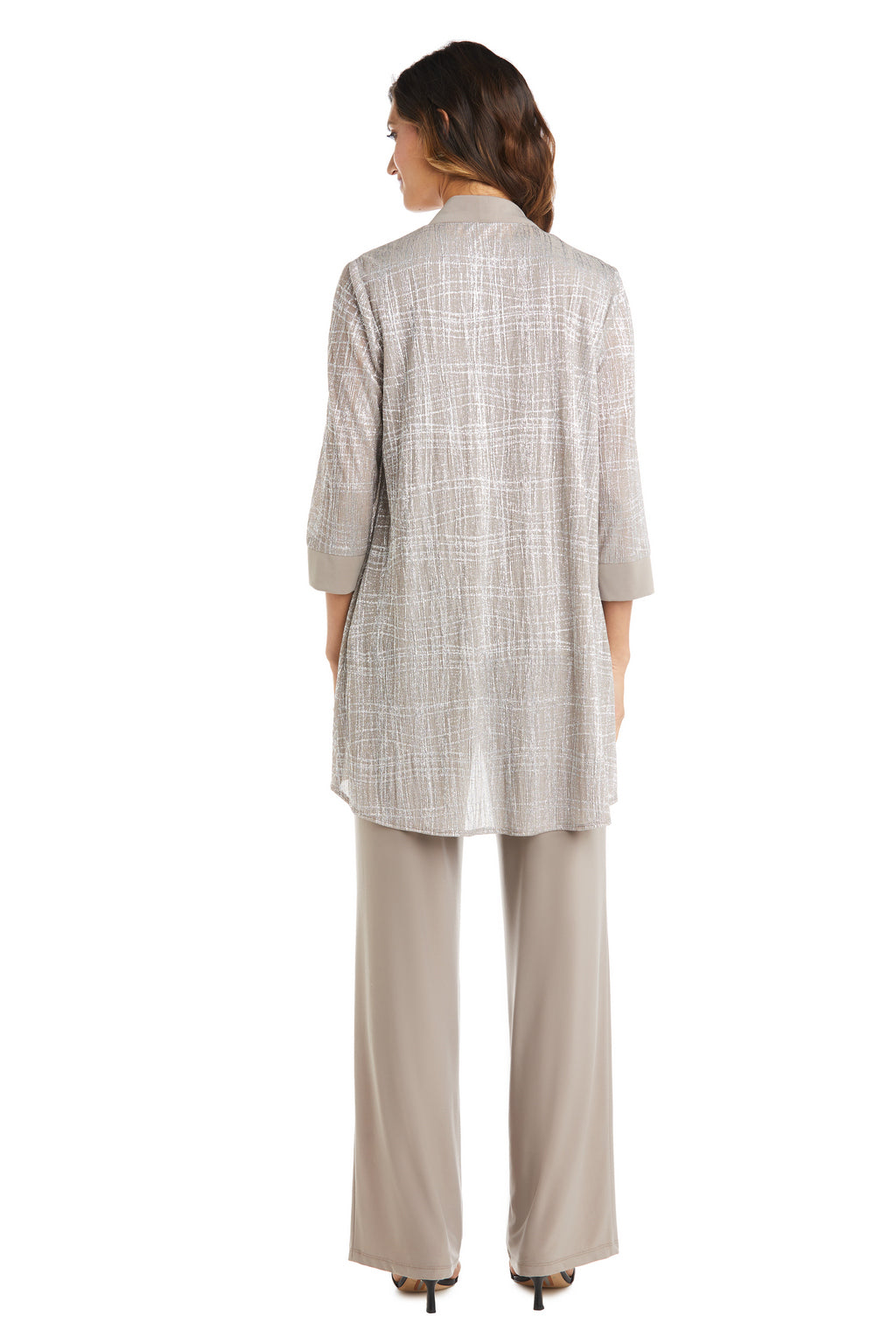 R&M Richards 2587 Metallic Printed Pant Suit Jacket Set