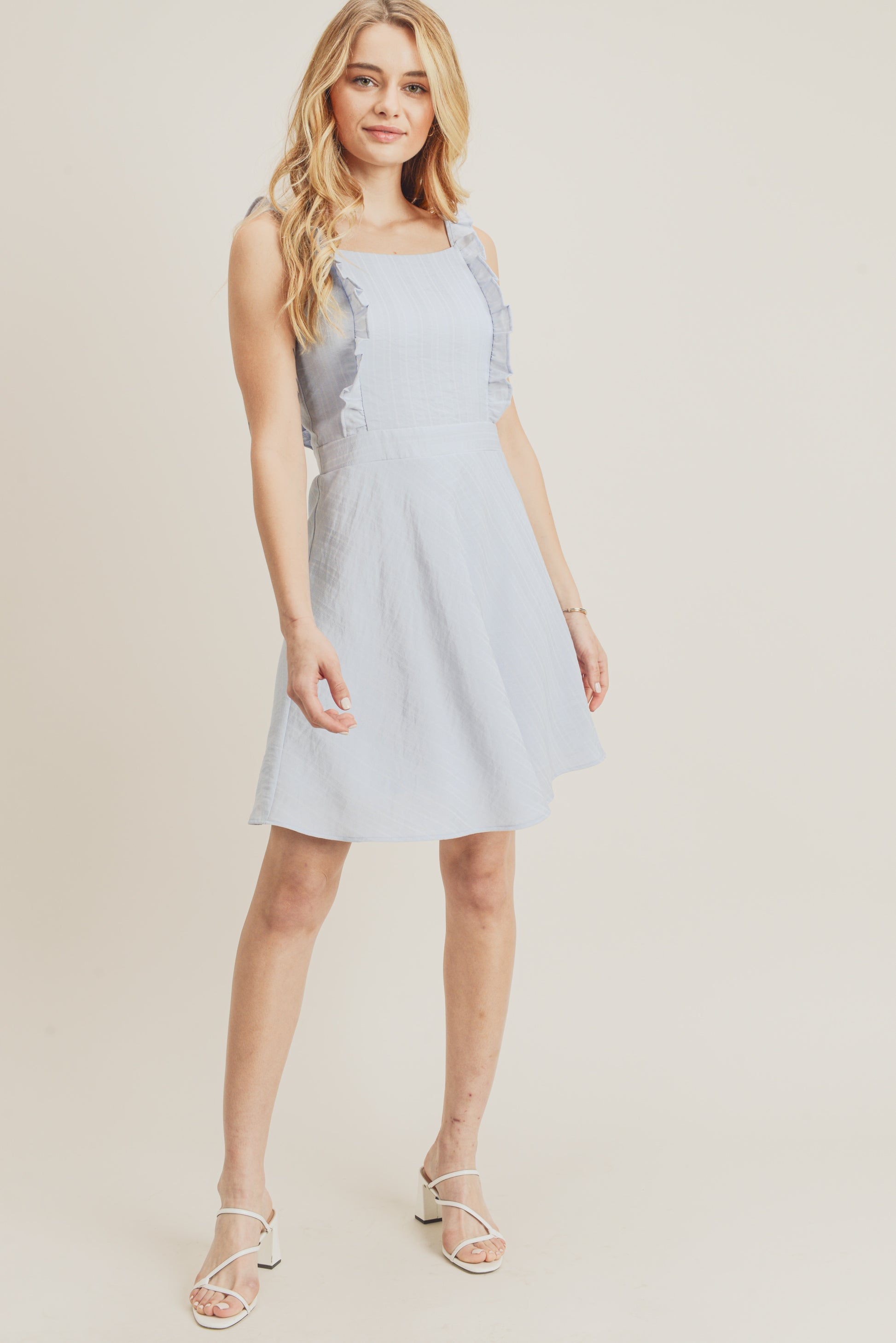 Short Sleeveless Frilled Strap Dress
