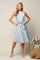 Cocktail Dresses Halter Neck Multiple Stripe Midi Dress Blue Ivory