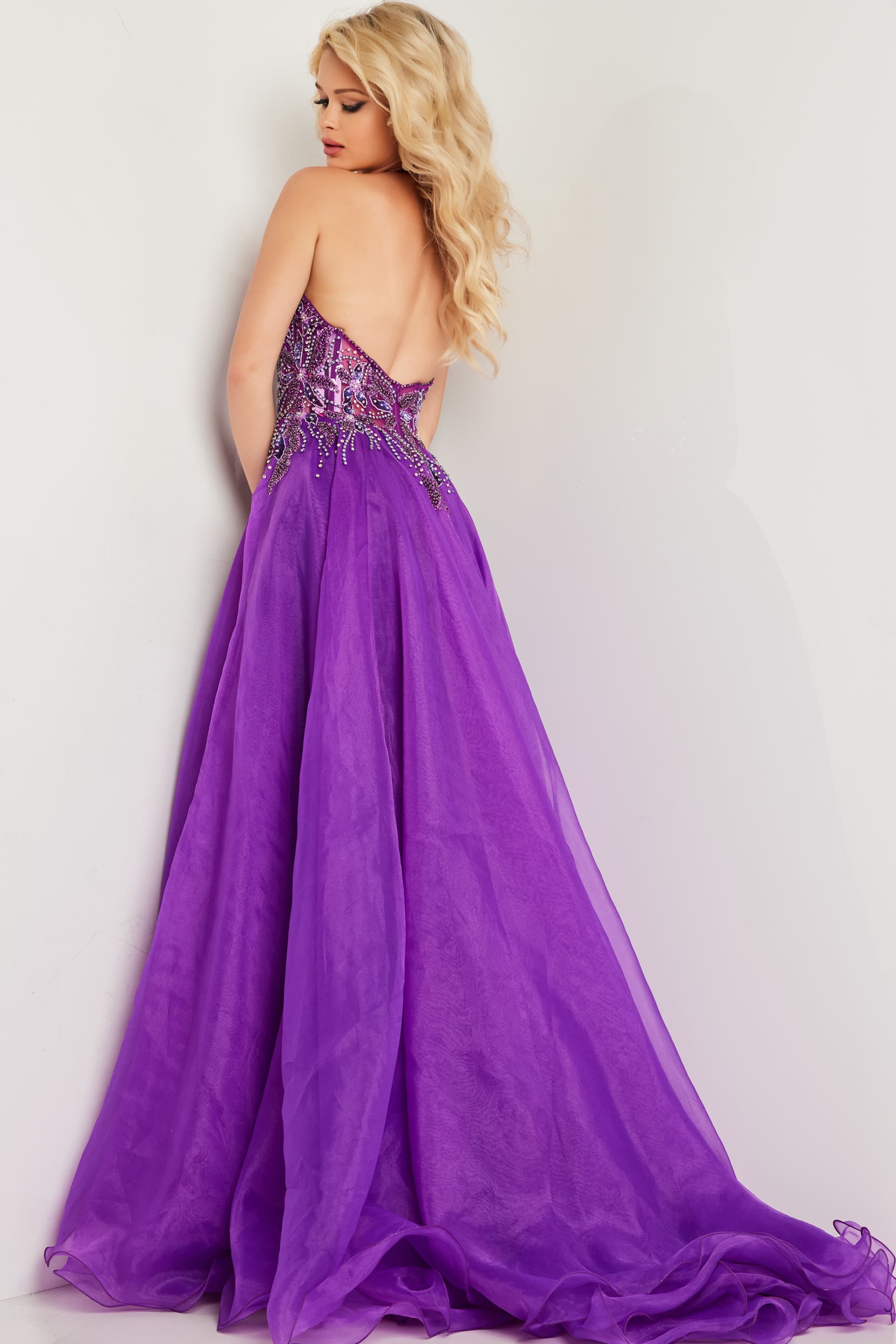 Jovani 25964 Halter A Line High Slit Prom Dress