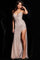 Prom Dresses Spaghetti Strap Embellished High Slit Prom Dress Champagne