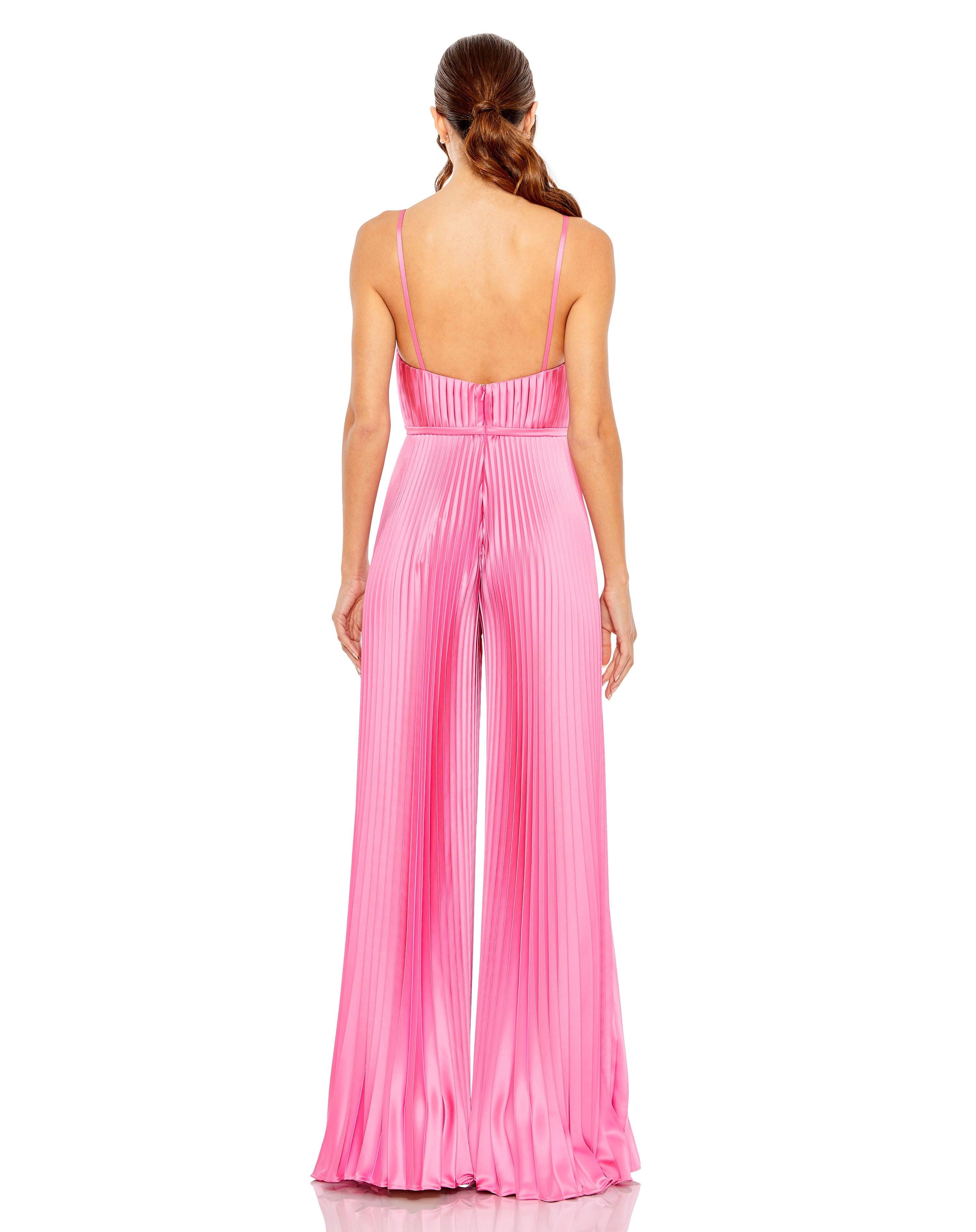 Jumpsuit Formal Pleated Wide Leg Jumpsuit Pink