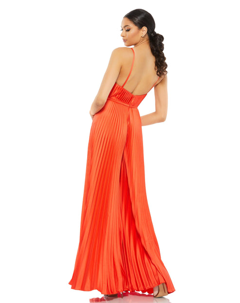 Tangerine Mac Duggal 26319 Formal Pleated Wide Leg Jumpsuit for $199.0 ...