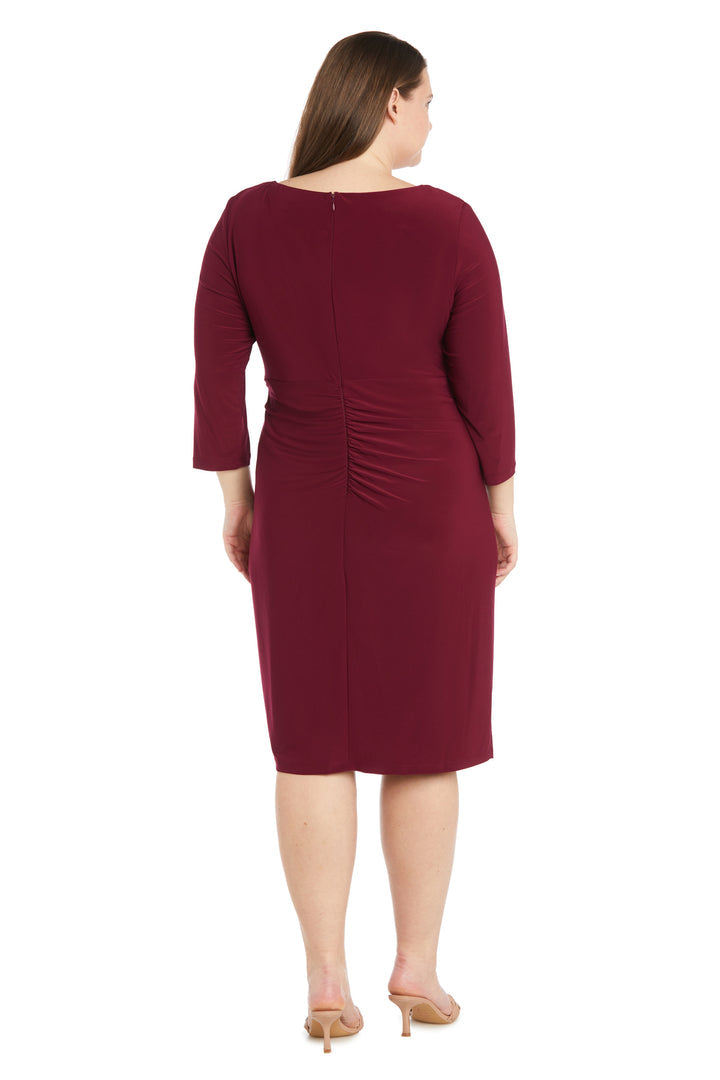 Plus Size Dresses Short Fitted Plus Size Cocktail Knee Length Dress Merlot