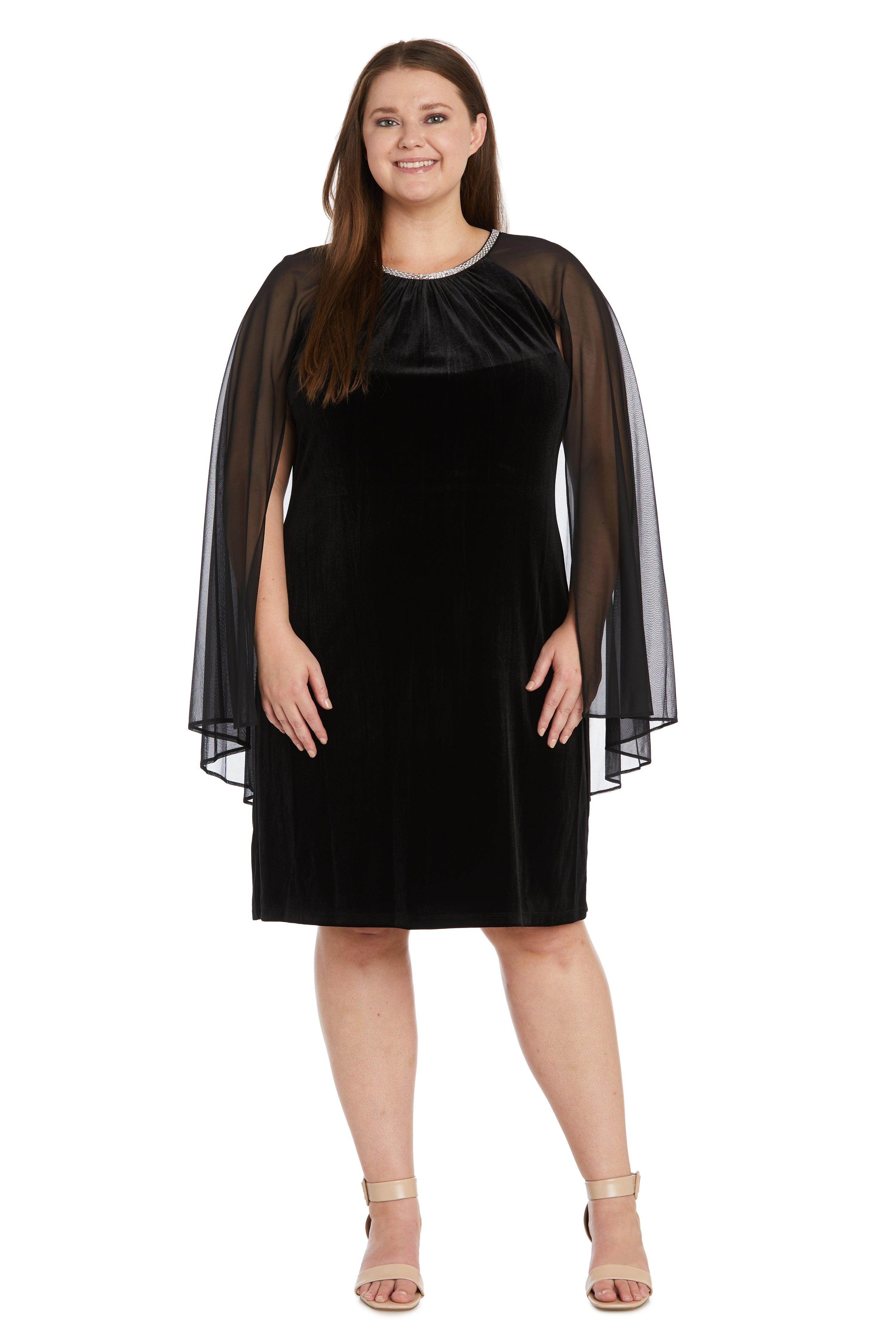 R&M Richards 2641W Short Plus Size Velvet Dress