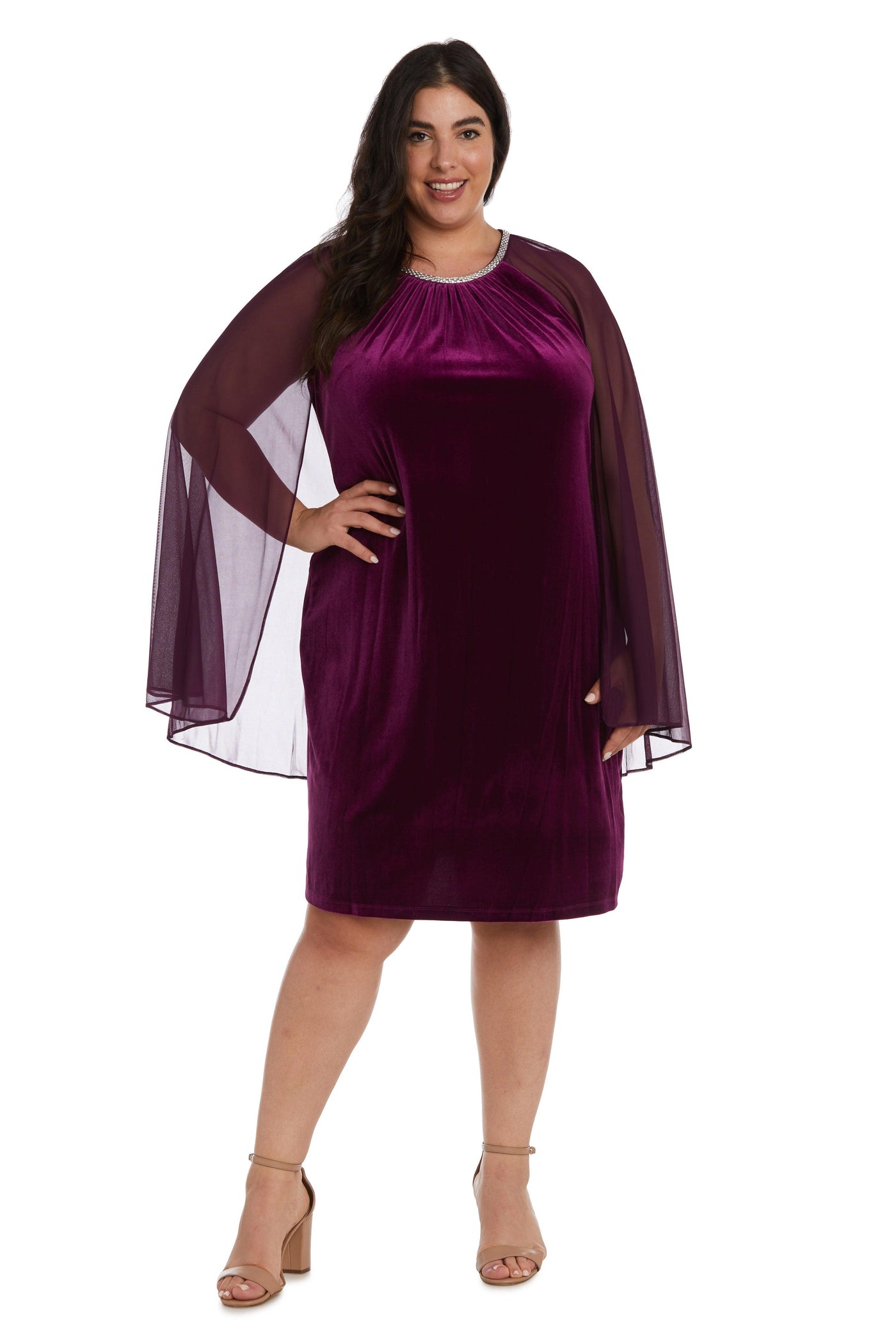 R&M Richards 2641W Short Plus Size Velvet Dress