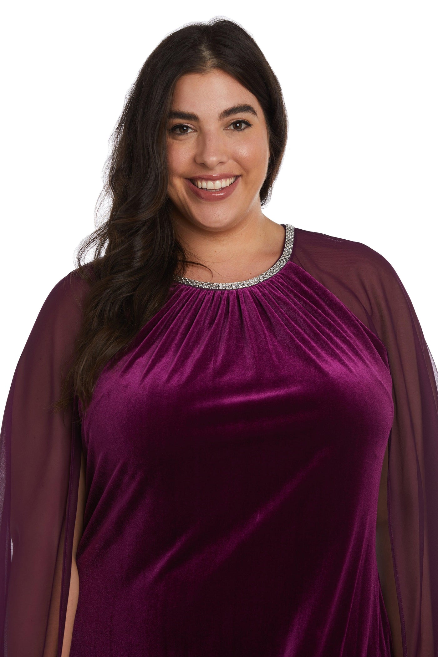 R&M Richards 2641W Short Plus Size Velvet Dress