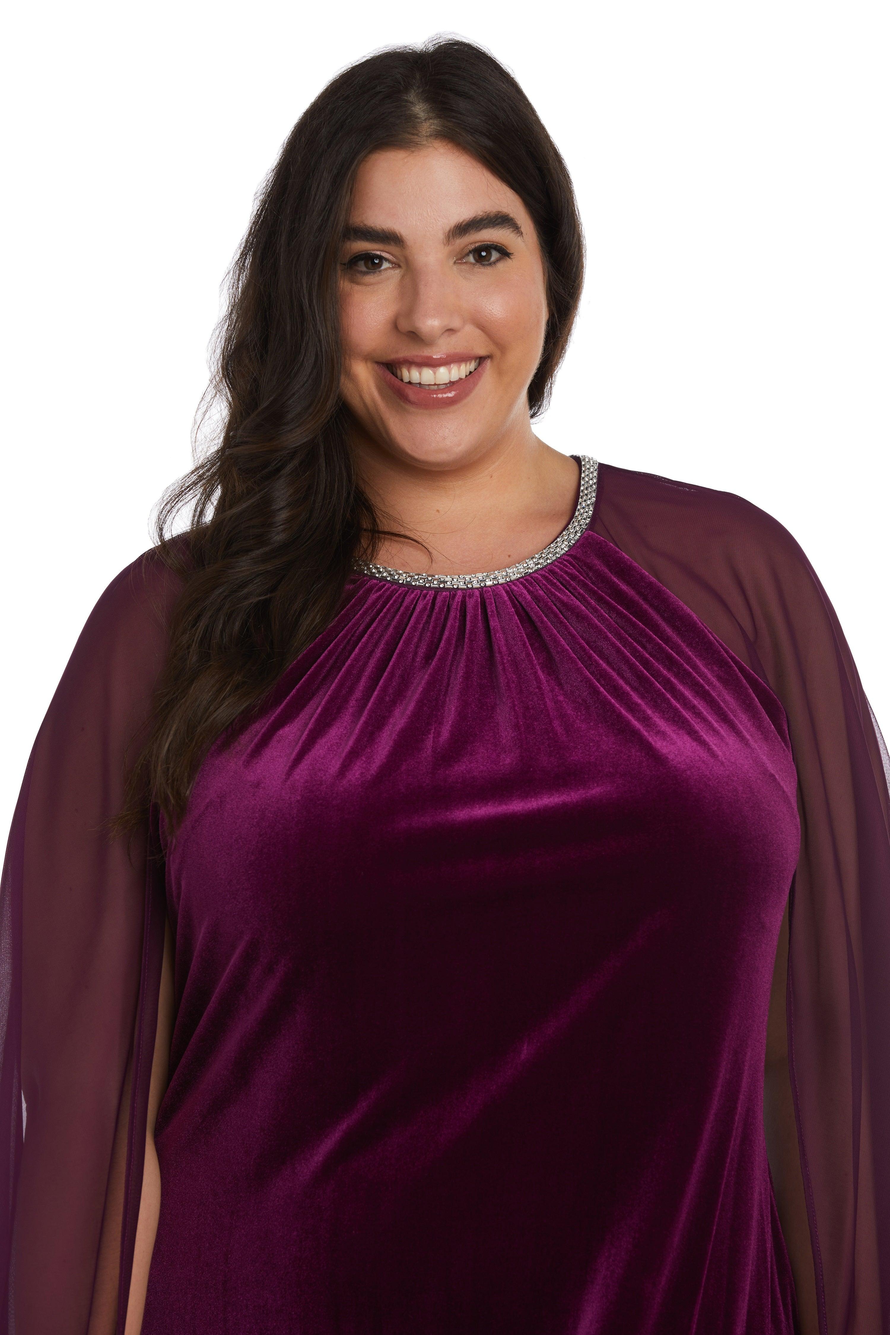R&M Richards 2641W Short Plus Size Velvet Dress