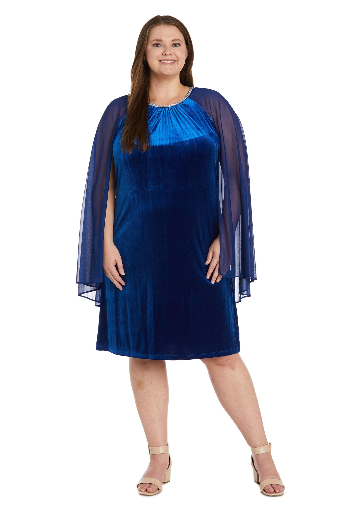 R&M Richards 2641W Short Plus Size Velvet Dress