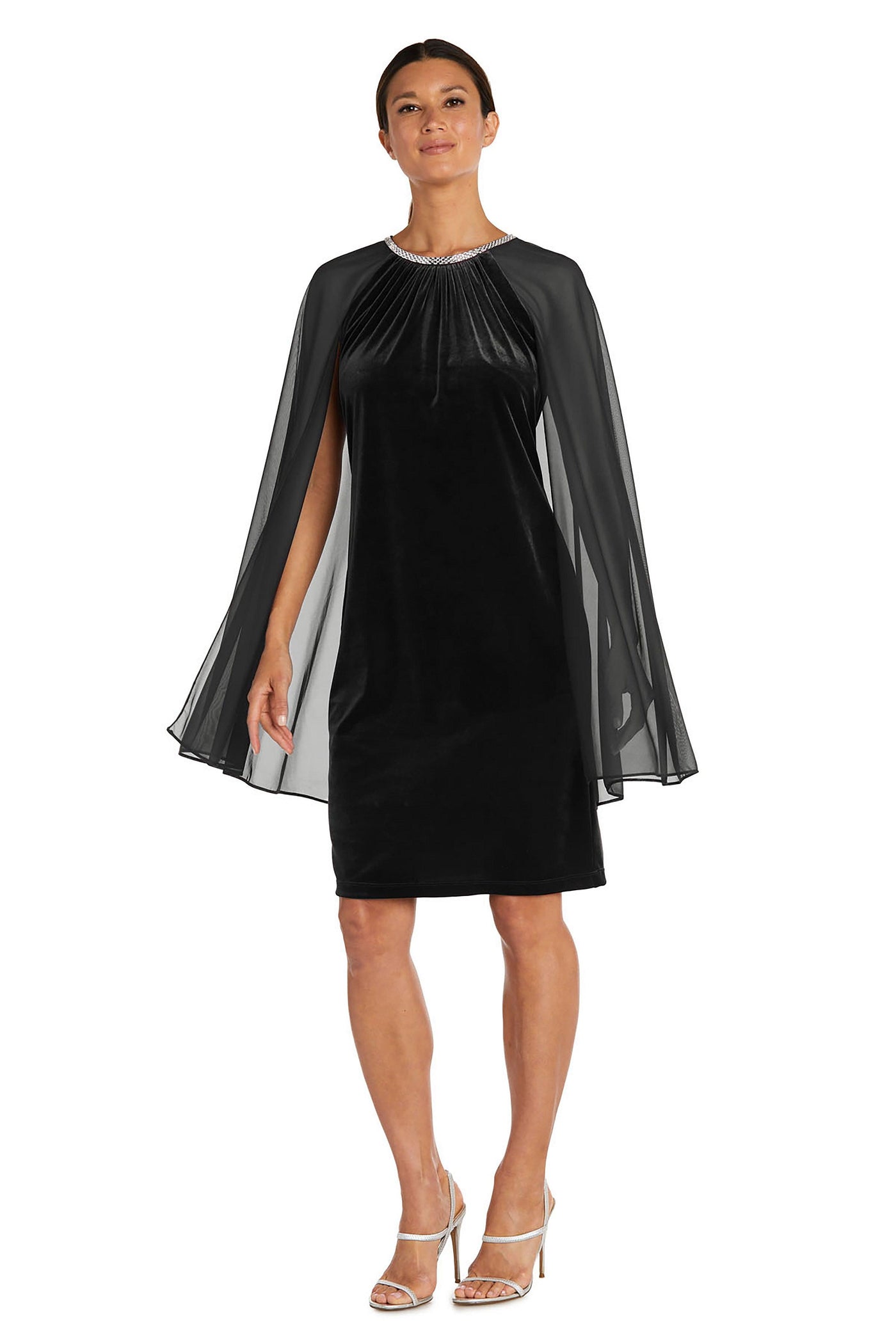 R&M Richards 2641P Short Petite Cape Cocktail Dress