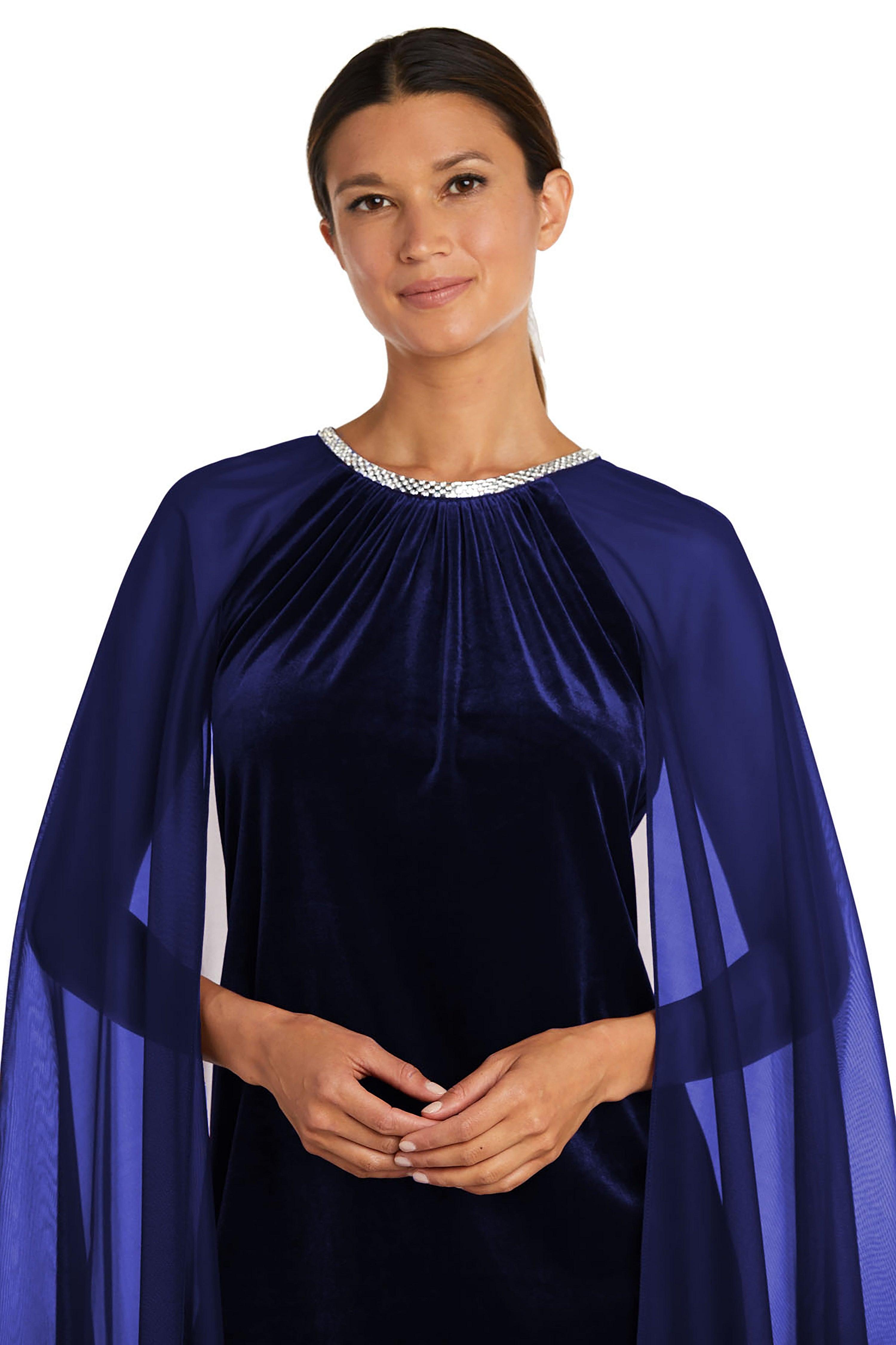R&M Richards 2641P Short Petite Cape Cocktail Dress
