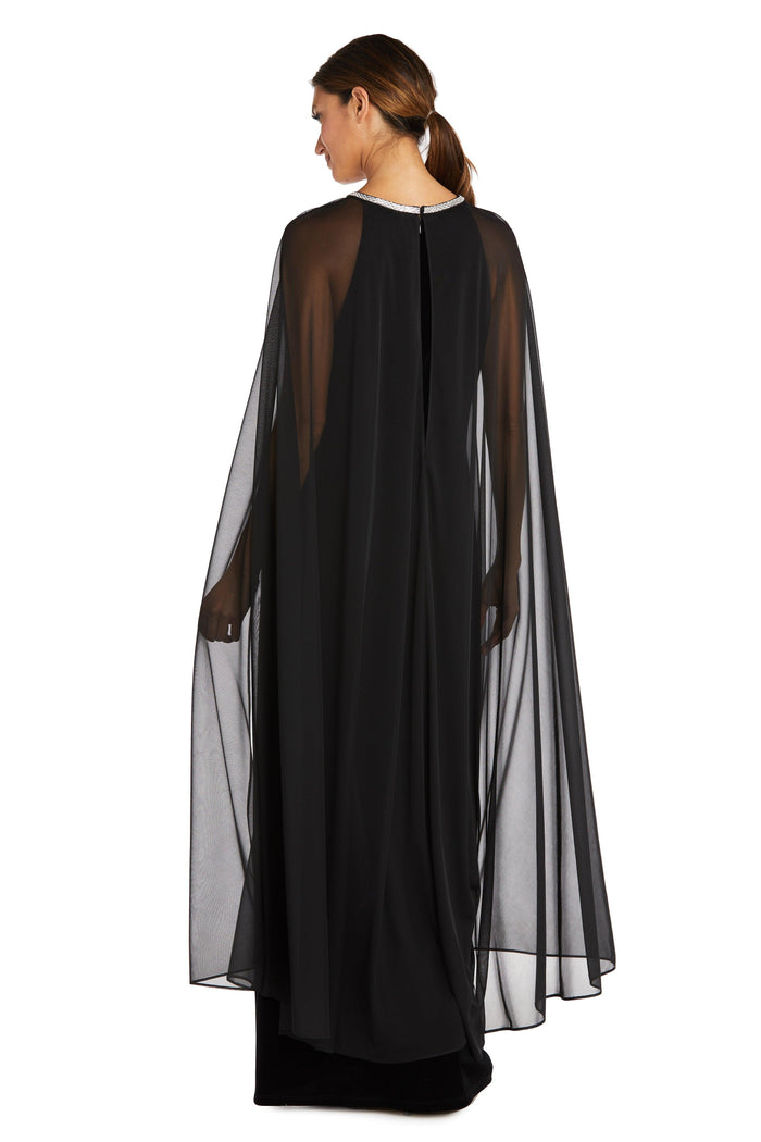 R&M Richards 2642P Long Formal Petite Cape Dress
