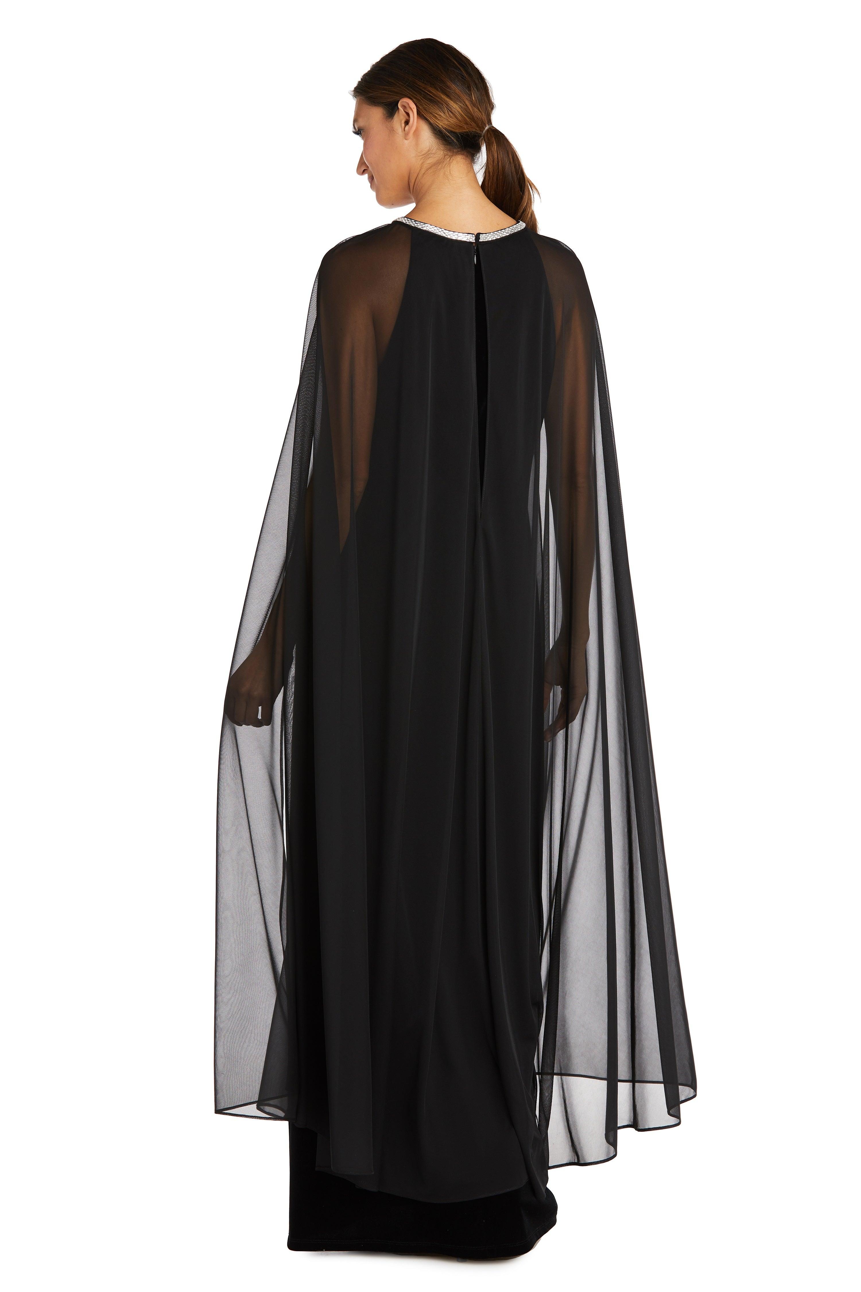 R&M Richards 2642P Long Formal Petite Cape Dress