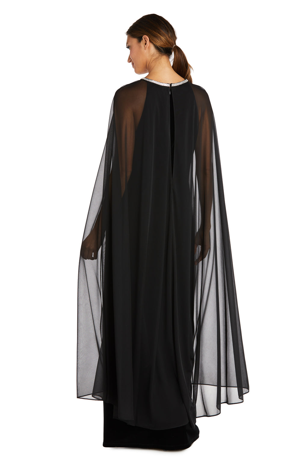 Mother of the Bride Dresses Long Cape Formal Evening Dress Black