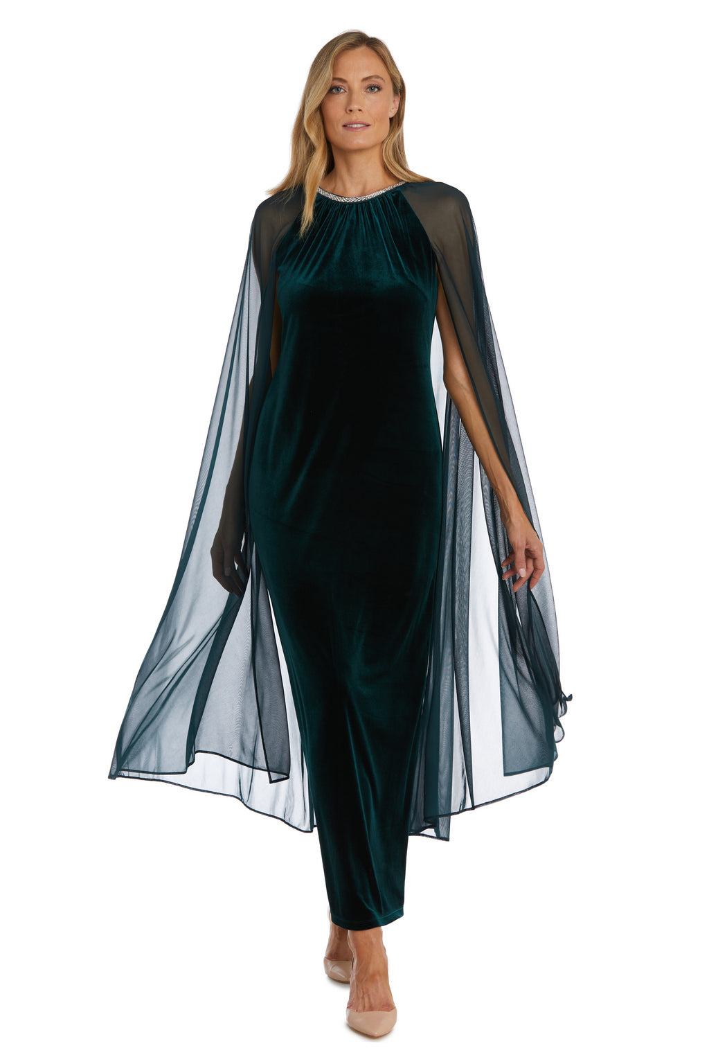 R&M Richards 2642 Long Cape Mother of the Bride Dress