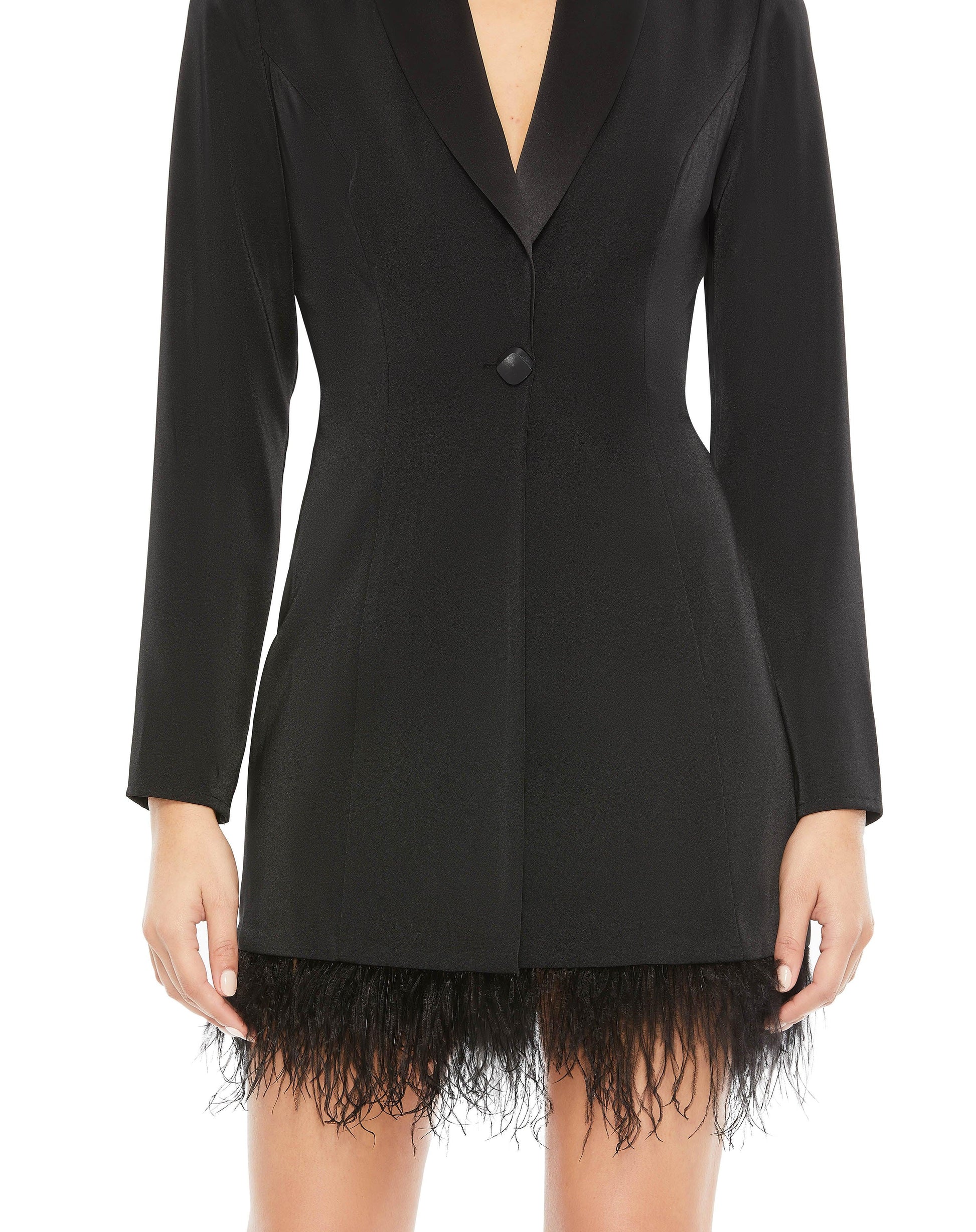 Mac Duggal 26510 Short Long Sleeve Tuxedo Cocktail Dress