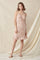 Cocktail Dresses Short Spaghetti Strap Cinched Bodice Floral Dress Smoky Salmon